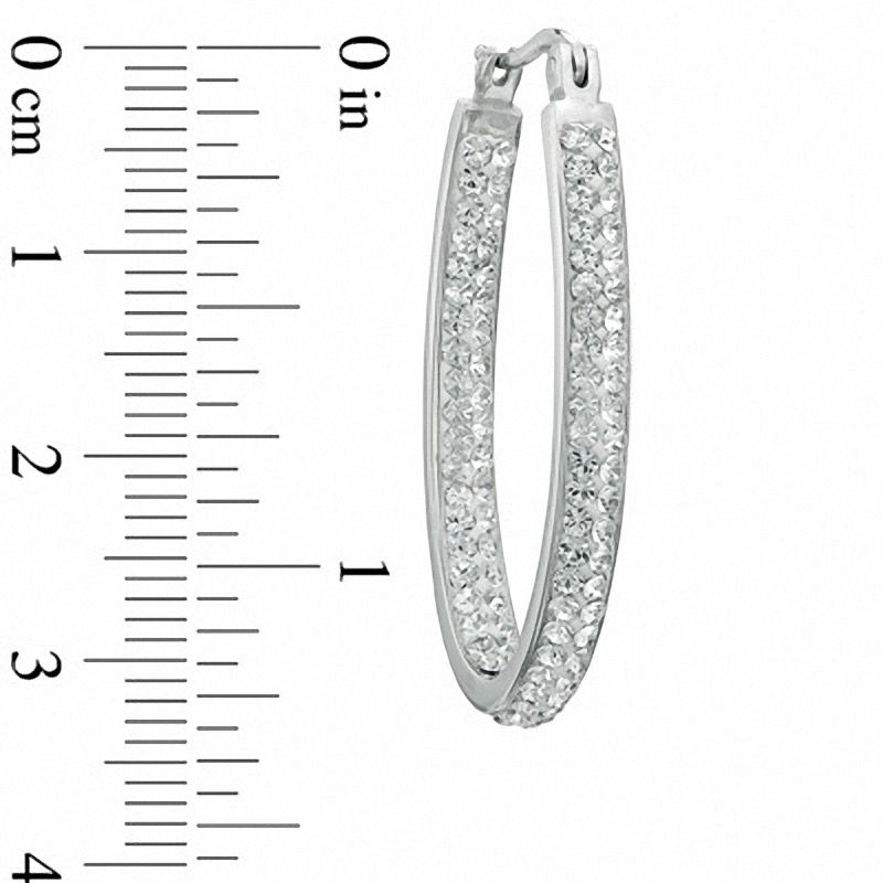 Main Image 2 of Crystal Inside-Out Hoop Earrings in Sterling Silver