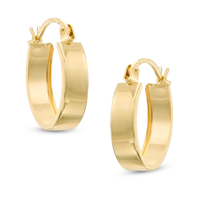 Small Oval Band Hoop Earrings in 14K Gold