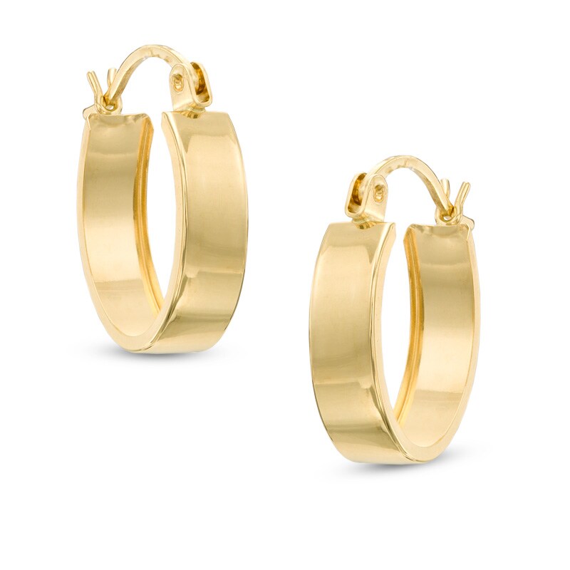 Main Image 1 of Small Oval Band Hoop Earrings in 14K Gold