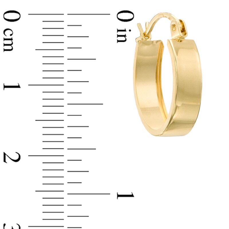 Main Image 2 of Small Oval Band Hoop Earrings in 14K Gold