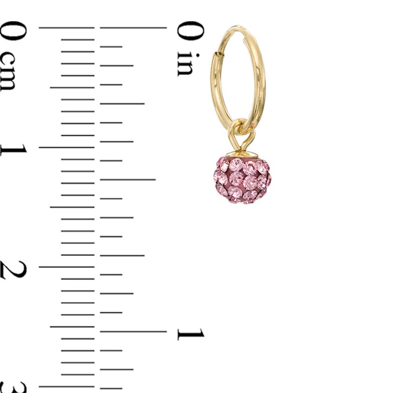 Main Image 2 of Child's Rose Crystal Ball Hoop Earrings in 14K Gold
