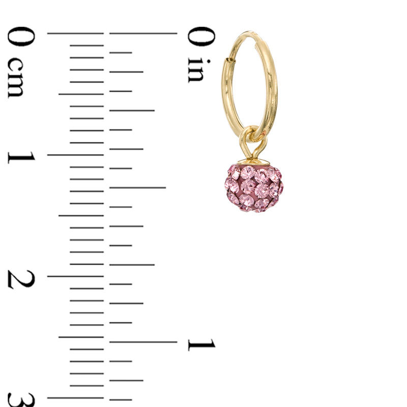 Main Image 2 of Child's Rose Crystal Ball Hoop Earrings in 14K Gold