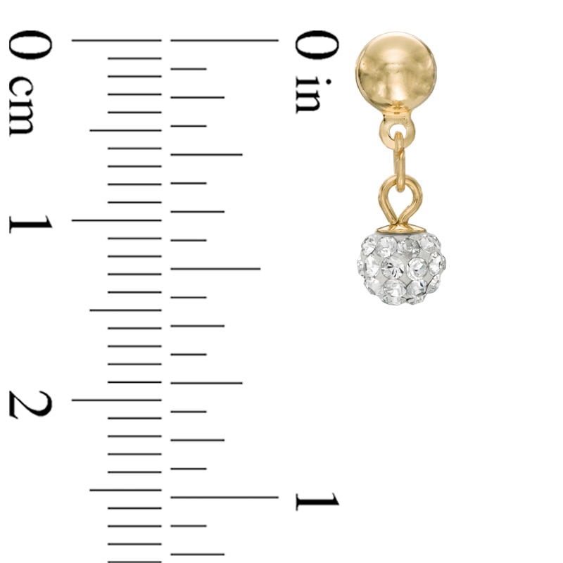 Child's Crystal Ball Drop Earrings in 14K Gold