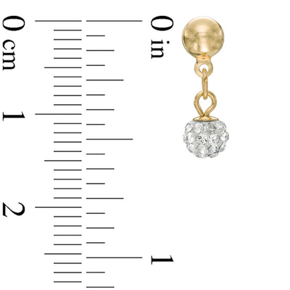 Child's Crystal Ball Drop Earrings in 14K Gold