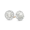 Thumbnail Image 1 of Child's 3.0mm Freshwater Cultured Pearl and Crystal Frame Stud Earrings in 14K Gold