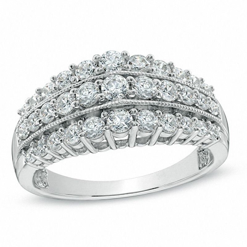 Main Image 1 of 1 CT. T.W. Diamond Vintage-Style Multi-Row Anniversary Band in 10K White Gold