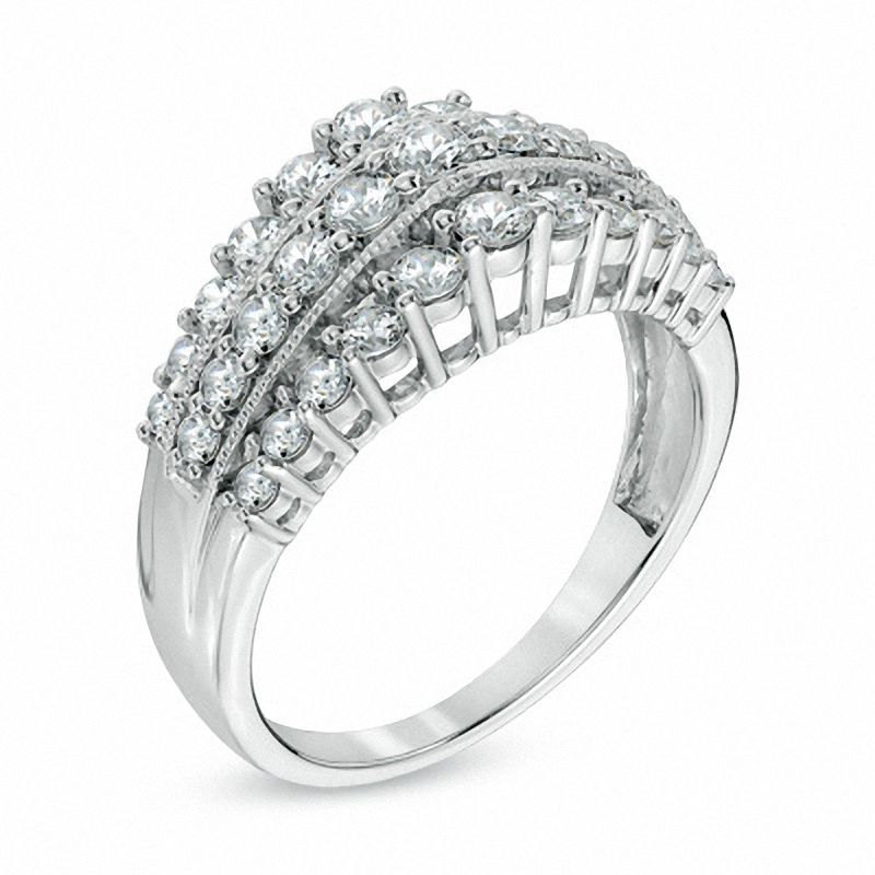Main Image 2 of 1 CT. T.W. Diamond Vintage-Style Multi-Row Anniversary Band in 10K White Gold
