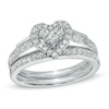 Thumbnail Image 1 of 7/8 CT. T.W. Diamond Heart Cluster Bridal Set in 14K White Gold
