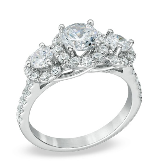 2 CT. T.w. Certified Diamond Three Stone Engagement Ring in 14K White Gold (I/I1)