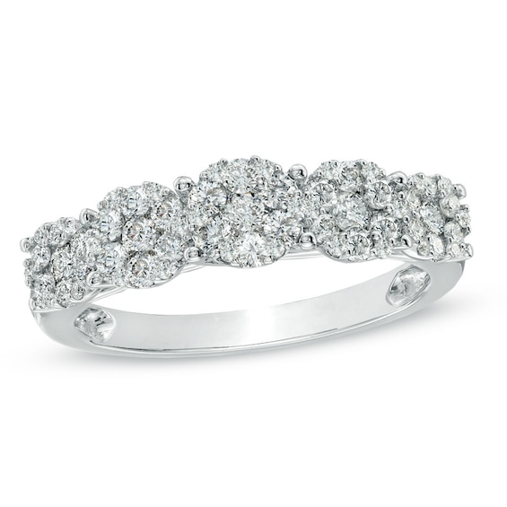 3/4 CT. T.w. Diamond Five Stone Cluster Ring in 10K White Gold