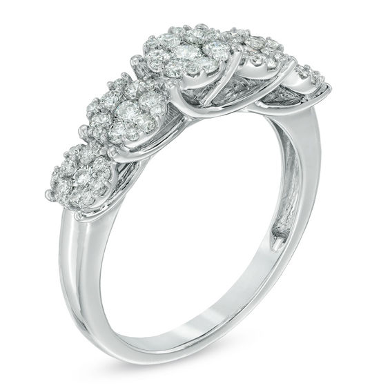 3/4 CT. T.w. Diamond Five Stone Cluster Ring in 10K White Gold
