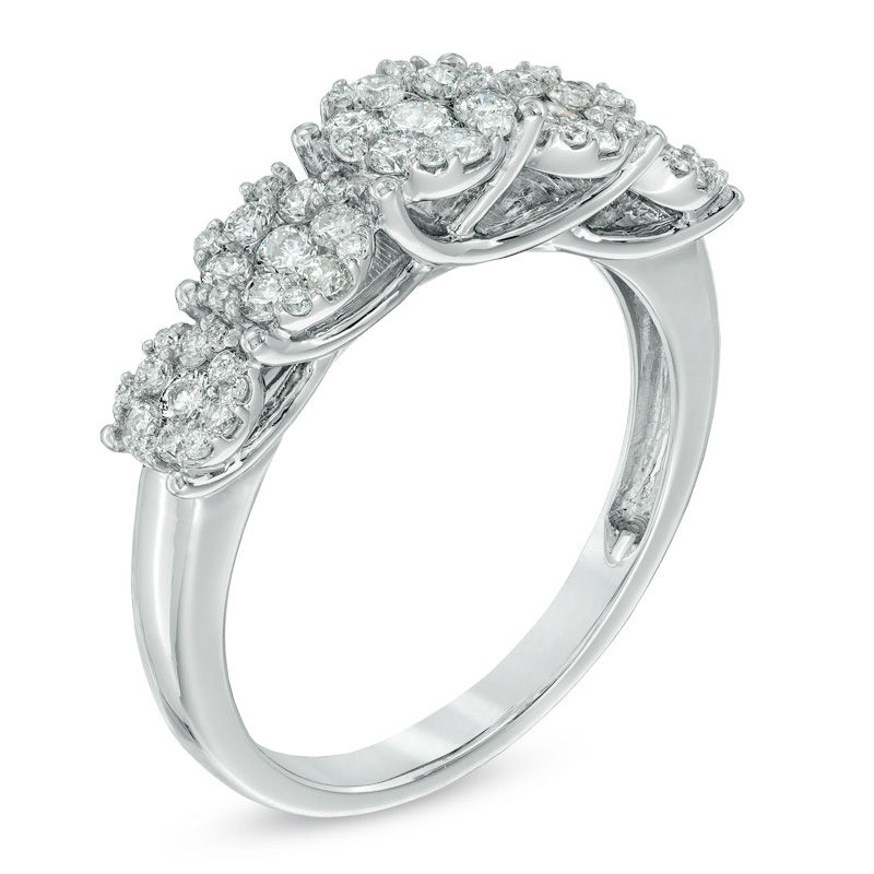 3/4 CT. T.W. Diamond Five Stone Cluster Ring in 10K White Gold