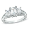 Thumbnail Image 0 of 2 CT. T.W. Certified Emerald-Cut Diamond Three Stone Ring in 14K White Gold (I/I1)