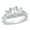 Thumbnail Image 1 of 2 CT. T.W. Certified Emerald-Cut Diamond Three Stone Ring in 14K White Gold (I/I1)