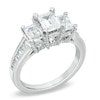Thumbnail Image 1 of 2 CT. T.W. Certified Emerald-Cut Diamond Three Stone Ring in 14K White Gold (I/I1)