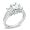 Thumbnail Image 2 of 2 CT. T.W. Certified Emerald-Cut Diamond Three Stone Ring in 14K White Gold (I/I1)