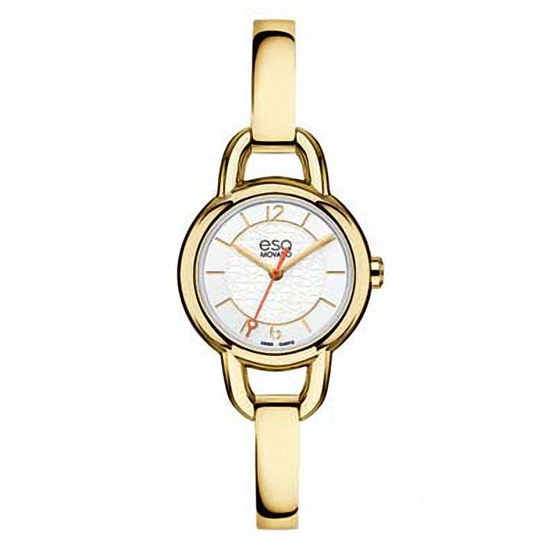 Ladies' ESQ Movado Status™ Gold-Tone Bangle Watch with Silver-Tone Dial (Model: 07101419)