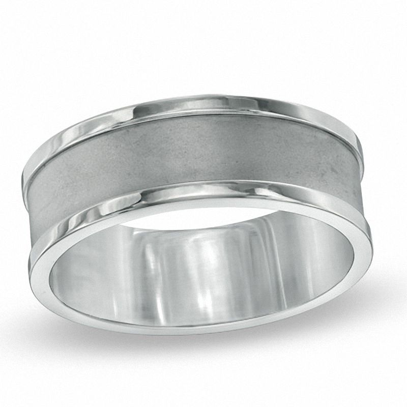 Main Image 1 of 8.0mm Satin Stepped Edge Comfort Fit Titanium Band - Size 10