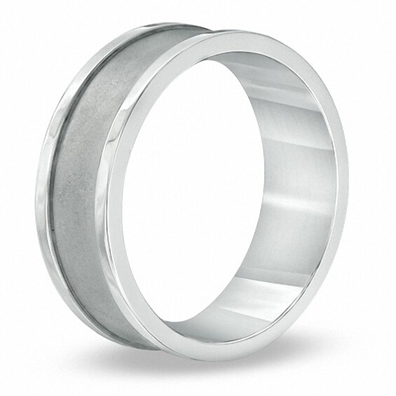8.0mm Satin Stepped Edge Comfort Fit Titanium Band - Size 10