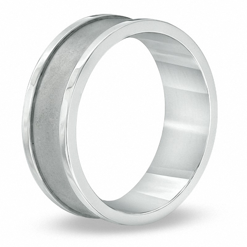 Main Image 2 of 8.0mm Satin Stepped Edge Comfort Fit Titanium Band - Size 10