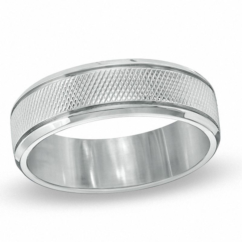 Men's 7.0mm Snakeskin Textured Stainless Steel Band -  Size 10