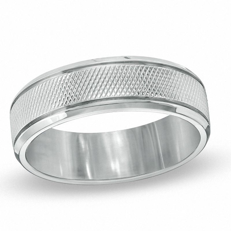 Main Image 1 of 7.0mm Snakeskin Textured Stainless Steel Band -  Size 10