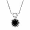 Thumbnail Image 0 of 1/4 CT. Black Diamond Bezel Set Solitaire Pendant in 14K White Gold