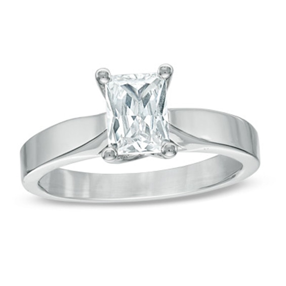 Celebration Ideal 1 CT. Emerald-Cut Certified Diamond Solitaire Engagement Ring in 14K White Gold (J/I1)