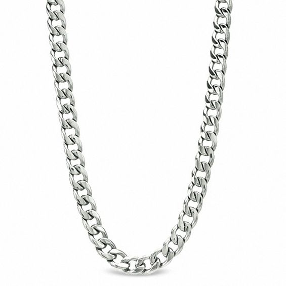 Men's Curb Chain Necklace and Bracelet Set in Stainless Steel - 22"