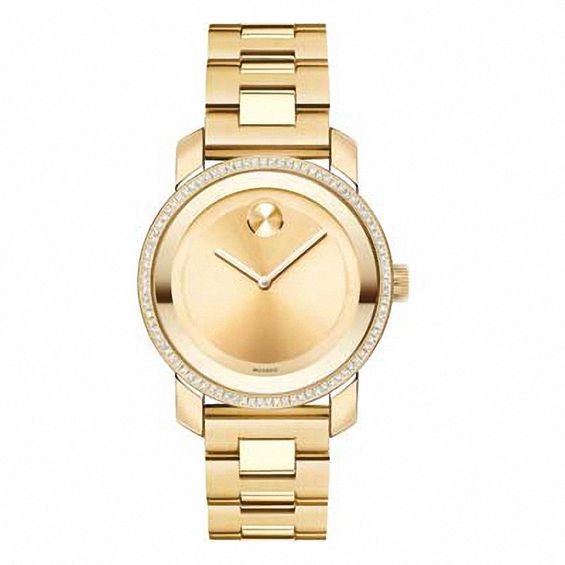 Ladies' Movado BoldÂ® Diamond Gold-Tone Watch (3600150)