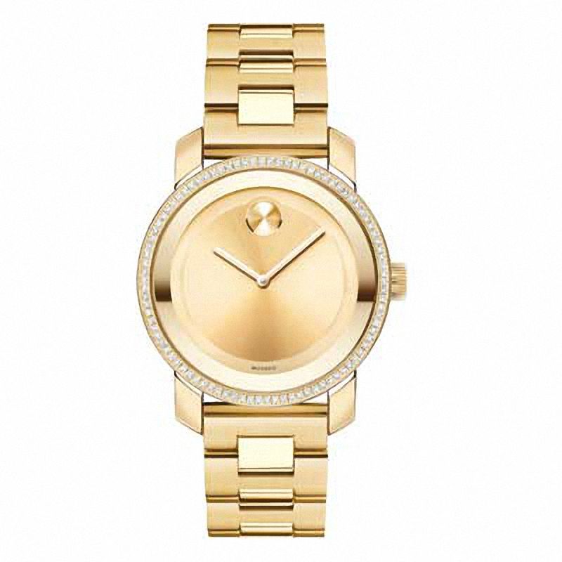 Ladies' Movado Bold® Diamond Gold-Tone Watch (3600150) | Zales