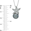 Thumbnail Image 1 of 7.0 - 8.0mm Grey Cultured Freshwater Pearl and 1/10 CT. T.W. Diamond Starfish Pendant in Sterling Silver