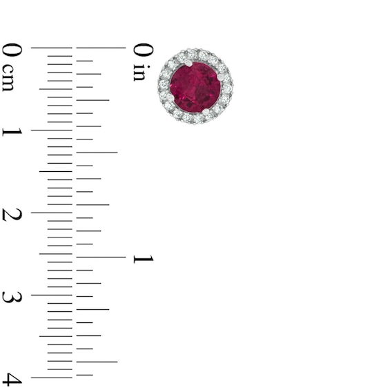 6.0mm Lab-Created Ruby and White Sapphire Stud Earrings in Sterling Silver