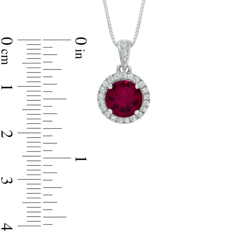 8.0mm Lab-Created Ruby and White Sapphire Pendant in Sterling Silver