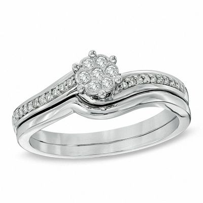 1//10CT Black,White Genuine Diamond 14K White Gold Over Wedding Cluster Band Ring