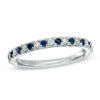 Thumbnail Image 0 of Vera Wang Love Collection 1/8 CT. T.W. Diamond and Blue Sapphire Band in 14K White Gold