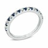 Thumbnail Image 1 of Vera Wang Love Collection 1/8 CT. T.W. Diamond and Blue Sapphire Band in 14K White Gold