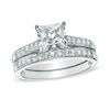 Thumbnail Image 1 of Princess-Cut Lab-Created White Sapphire Fashion Ring Set in Sterling Silver