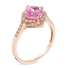 Thumbnail Image 1 of 7.0mm Cushion-Cut Lab-Created Pink and White Sapphire Frame Ring in 10K Rose Gold