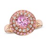 Thumbnail Image 1 of 7.0mm Lab-Created Pink and White Sapphire Double Frame Ring in 10K Rose Gold