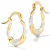 Thumbnail Image 1 of Medium Textured Hoop Earrings in 14K Two-Tone Gold