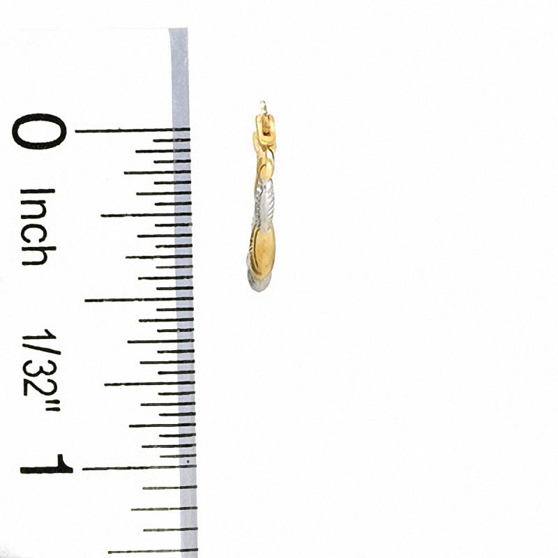 Main Image 2 of Medium Textured Hoop Earrings in 14K Two-Tone Gold