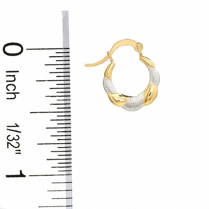 Main Image 3 of Medium Textured Hoop Earrings in 14K Two-Tone Gold