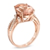 Thumbnail Image 1 of Oval Morganite and 1/5 CT. T.W. Diamond Ring in 14K Rose Gold