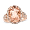 Thumbnail Image 0 of Oval Morganite and 3/8 CT. T.W. Diamond Ring in 14K Rose Gold