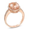 Thumbnail Image 2 of Oval Morganite and 1/4 CT. T.W. Diamond Frame Ring in 14K Rose Gold
