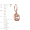 Thumbnail Image 2 of 6.0mm Radiant-Cut Morganite and 1/5 CT. T.W. Diamond Earrings in 10K Rose Gold