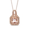 Thumbnail Image 1 of 7.0mm Radiant-Cut Morganite and 1/10 CT. T.W. Diamond Pendant in 10K Rose Gold