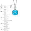 Thumbnail Image 2 of 9.0mm Cushion-Cut Swiss Blue Topaz and Lab-Created White Sapphire Pendant in 10K White Gold