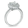 Thumbnail Image 2 of 7.0mm Cushion-Cut Lab-Created White Sapphire Frame Ring in Sterling Silver